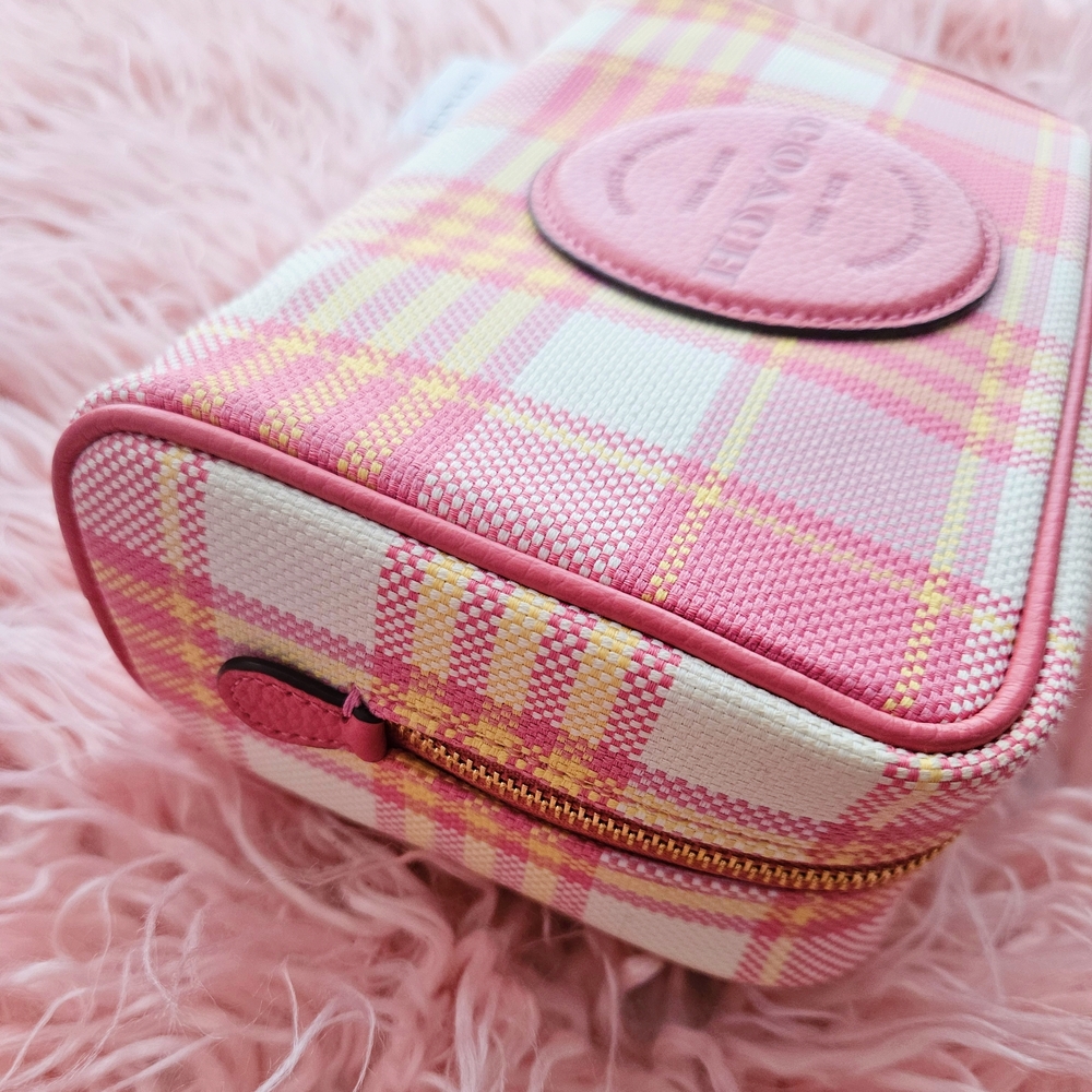 Coach Dempsey Boxy 20 Cosmetic Case Plaid Taffy NWT - Picture 5 of 9